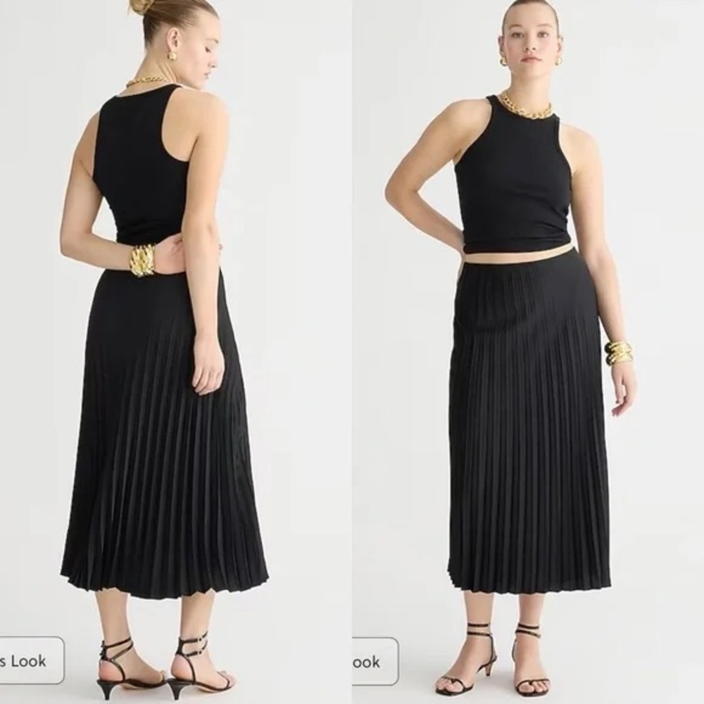 J. Crew Black Pleated Midi Skirt